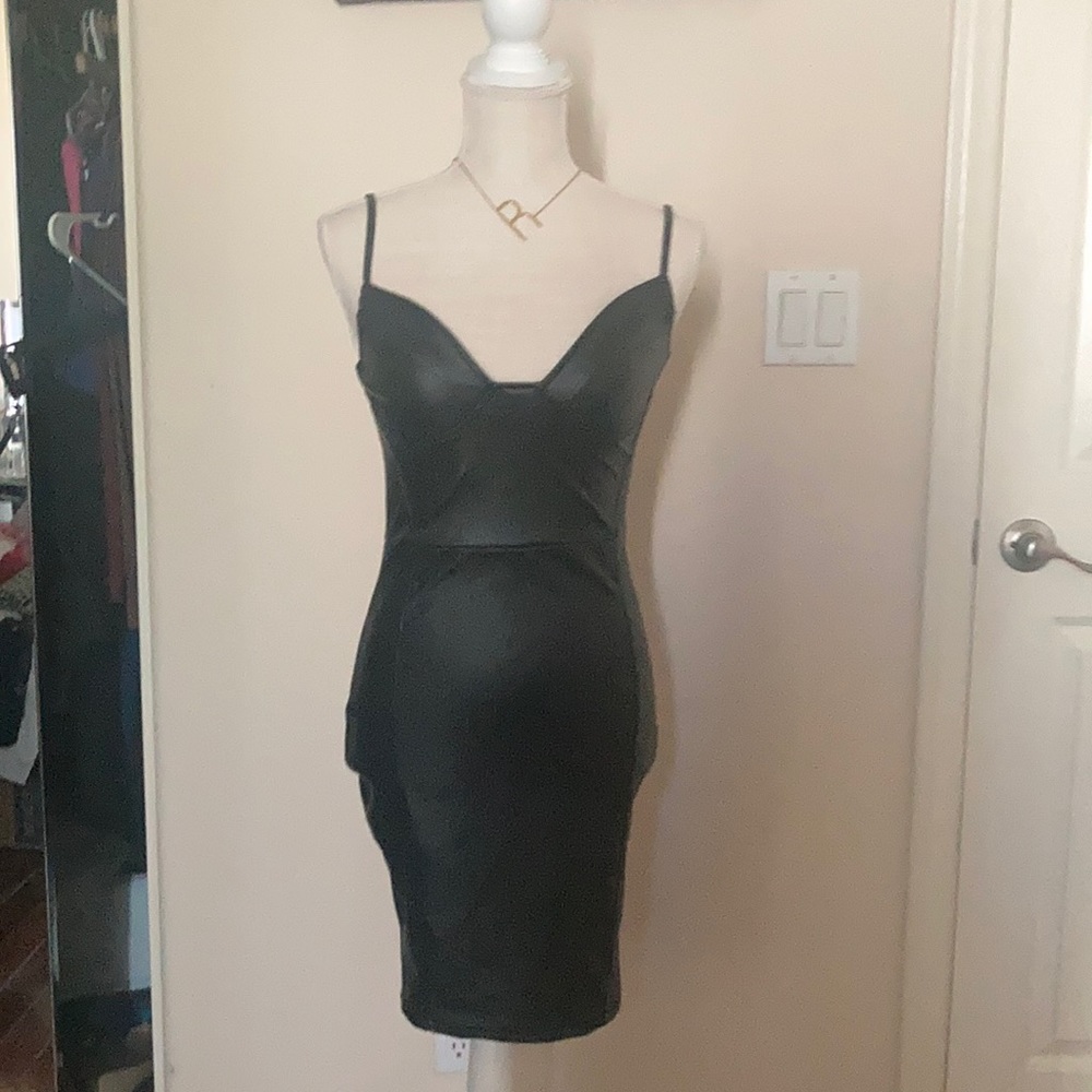 CBR boutique Black Dress Leather Look